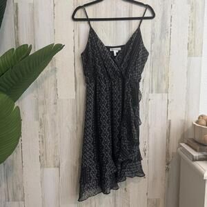 BCBGeneration Women’s Size M Black White Print Wrap Romper Dress